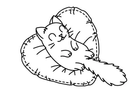 Vector cute cartoon little cat. Stock Illustration