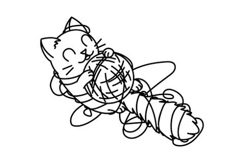 Vector cute cartoon little cat. Stock Illustration