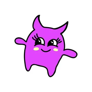 Vector cute cartoon monsters set. Collection of funny doodle characters with  Stock Illustration