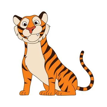 Vector of Cute Cartoon Tiger. Stock Illustration