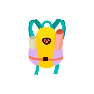 Vector cute cartoon tourist backpack illustration. Back pack tourist adventure Stock Illustration