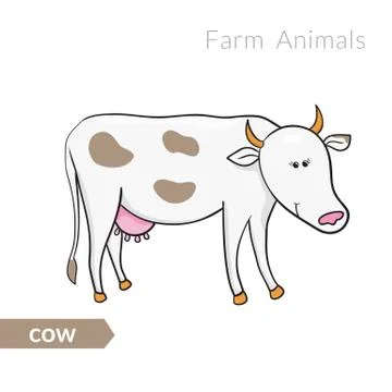 Vector cute cartoon white with spots isolated background Stock Illustration