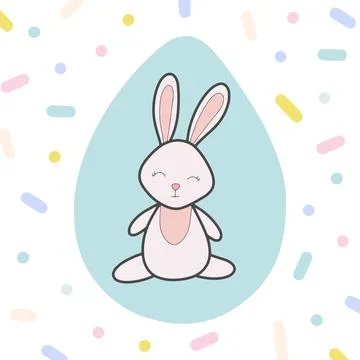 Vector cute clipart with bunny in egg illustration Stock Illustration