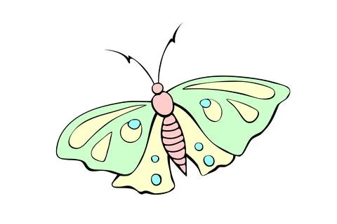 Vector cute color butterfly in flat style. Simple design element, clip art fo 스톡 일러스트