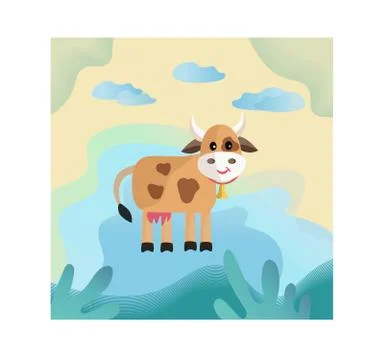 Vector cute con flat illustration. Beautiful animal 21 years old. Stock Illustration
