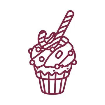 Vector cute cupcake sweets art Stock Illustration