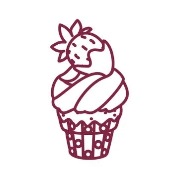 Vector cute cupcake sweets art Stock Illustration