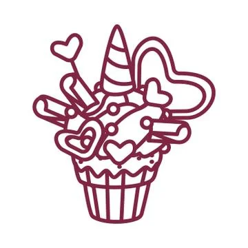 Vector cute cupcake sweets art Stock Illustration