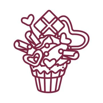 Vector cute cupcake sweets art Stock Illustration