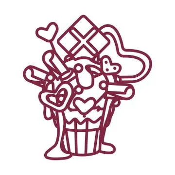 Vector cute cupcake sweets art Stock Illustration