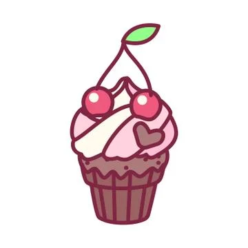 Vector cute cupcake sweets art Stock Illustration