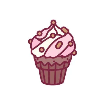 Vector cute cupcake sweets art Stock Illustration