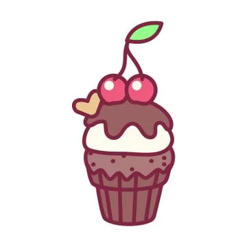 Vector cute cupcake sweets art Stock Illustration