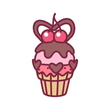 Vector cute cupcake sweets art Stock Illustration