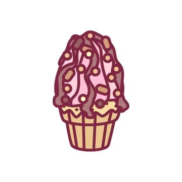 Vector cute cupcake sweets art Stock Illustration