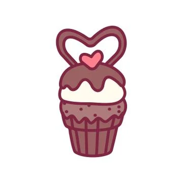 Vector cute cupcake sweets art Stock Illustration