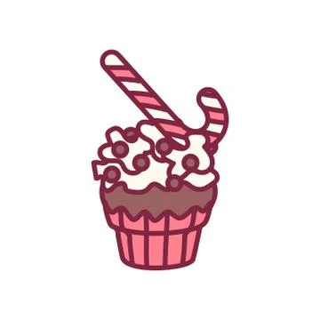Vector cute cupcake sweets art Stock Illustration