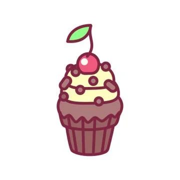 Vector cute cupcake sweets art Stock Illustration