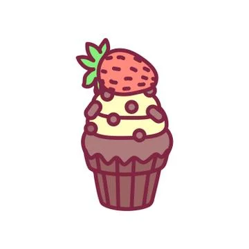 Vector cute cupcake sweets art Stock Illustration