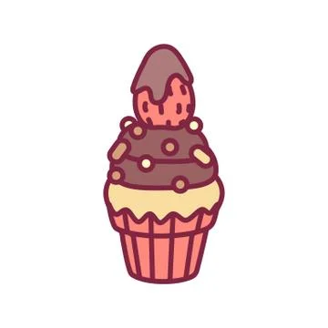 Vector cute cupcake sweets art Stock Illustration