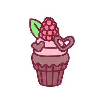 Vector cute cupcake sweets art Stock Illustration
