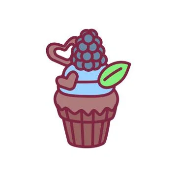 Vector cute cupcake sweets art Stock Illustration