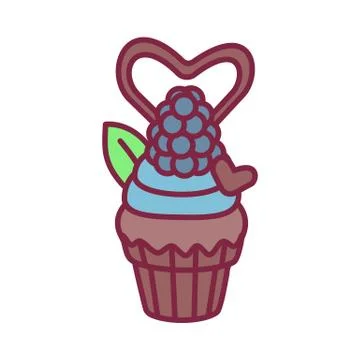 Vector cute cupcake sweets art Stock Illustration