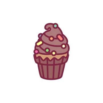Vector cute cupcake sweets art Stock Illustration