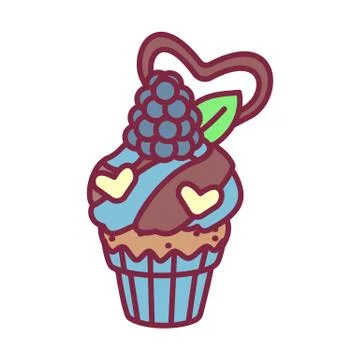 Vector cute cupcake sweets art Stock Illustration
