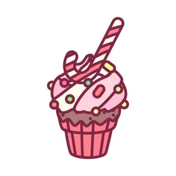 Vector cute cupcake sweets art Stock Illustration