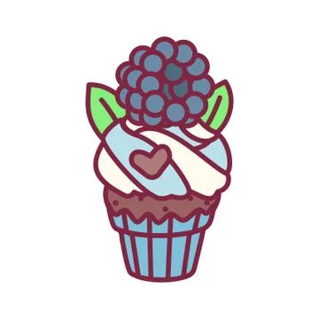 Vector cute cupcake sweets art Stock Illustration