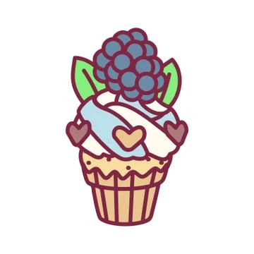 Vector cute cupcake sweets art Stock Illustration