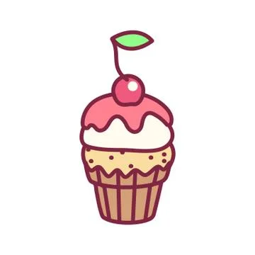 Vector cute cupcake sweets art Stock Illustration
