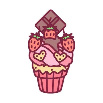 Vector cute cupcake sweets art Stock Illustration