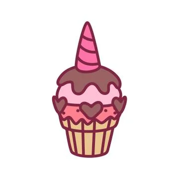 Vector cute cupcake sweets art Stock Illustration