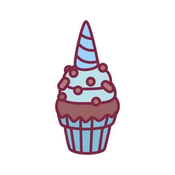Vector cute cupcake sweets art Stock Illustration