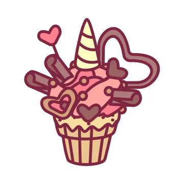 Vector cute cupcake sweets art Illustrazione stock