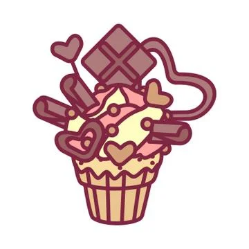 Vector cute cupcake sweets art Stock Illustration