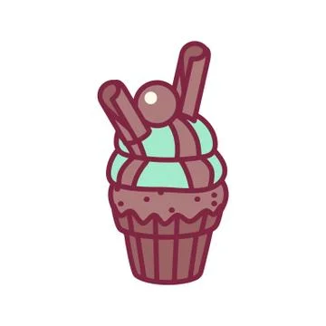 Vector cute cupcake sweets art Stock Illustration