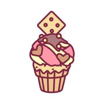 Vector cute cupcake sweets art Stock Illustration