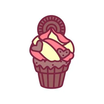 Vector cute cupcake sweets art Stock Illustration