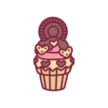 Vector cute cupcake sweets art Stock Illustration