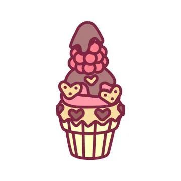 Vector cute cupcake sweets art Stock Illustration