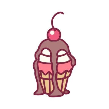 Vector cute cupcake sweets art Stock Illustration