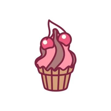 Vector cute cupcake sweets art Stock Illustration