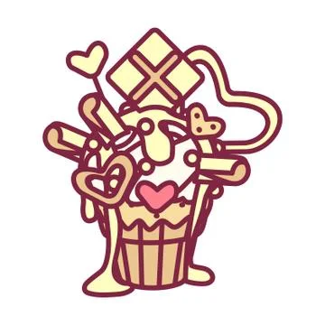 Vector cute cupcake sweets art Stock Illustration