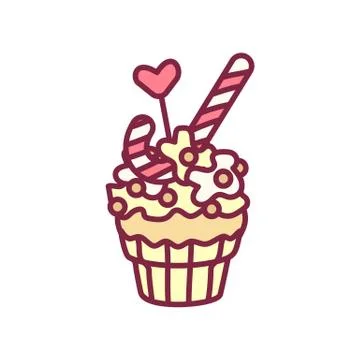 Vector cute cupcake sweets art Stock Illustration