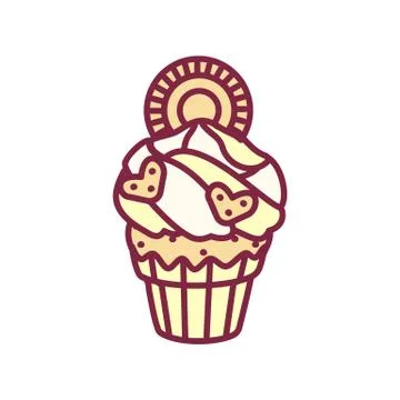 Vector cute cupcake sweets art Stock Illustration
