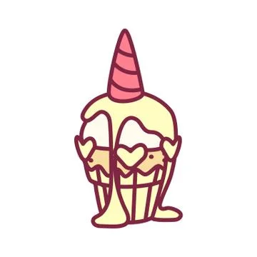 Vector cute cupcake sweets art Stock Illustration