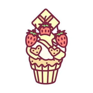 Vector cute cupcake sweets art Stock Illustration